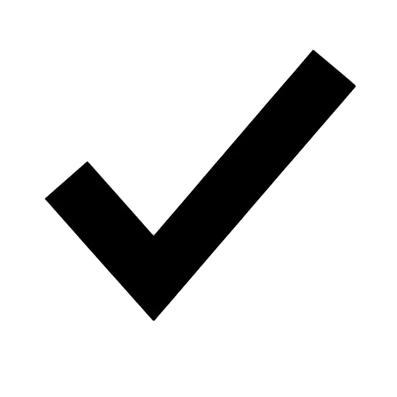 Check Icon, black tick on white background